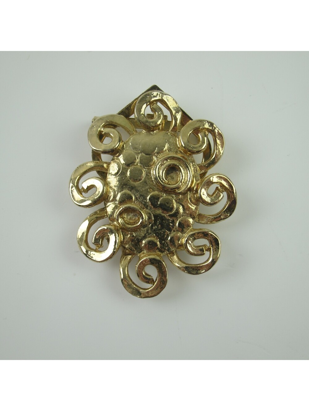 Vintage Mode ART Gold Tone Dual Brooch Pin Scarf Clip Art Deco Retro Jewelry